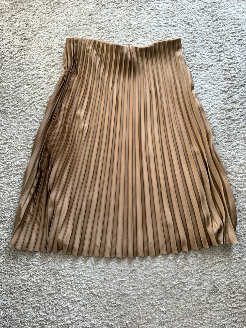 J. Crew Factory Pleated Midi Skirt in Tan